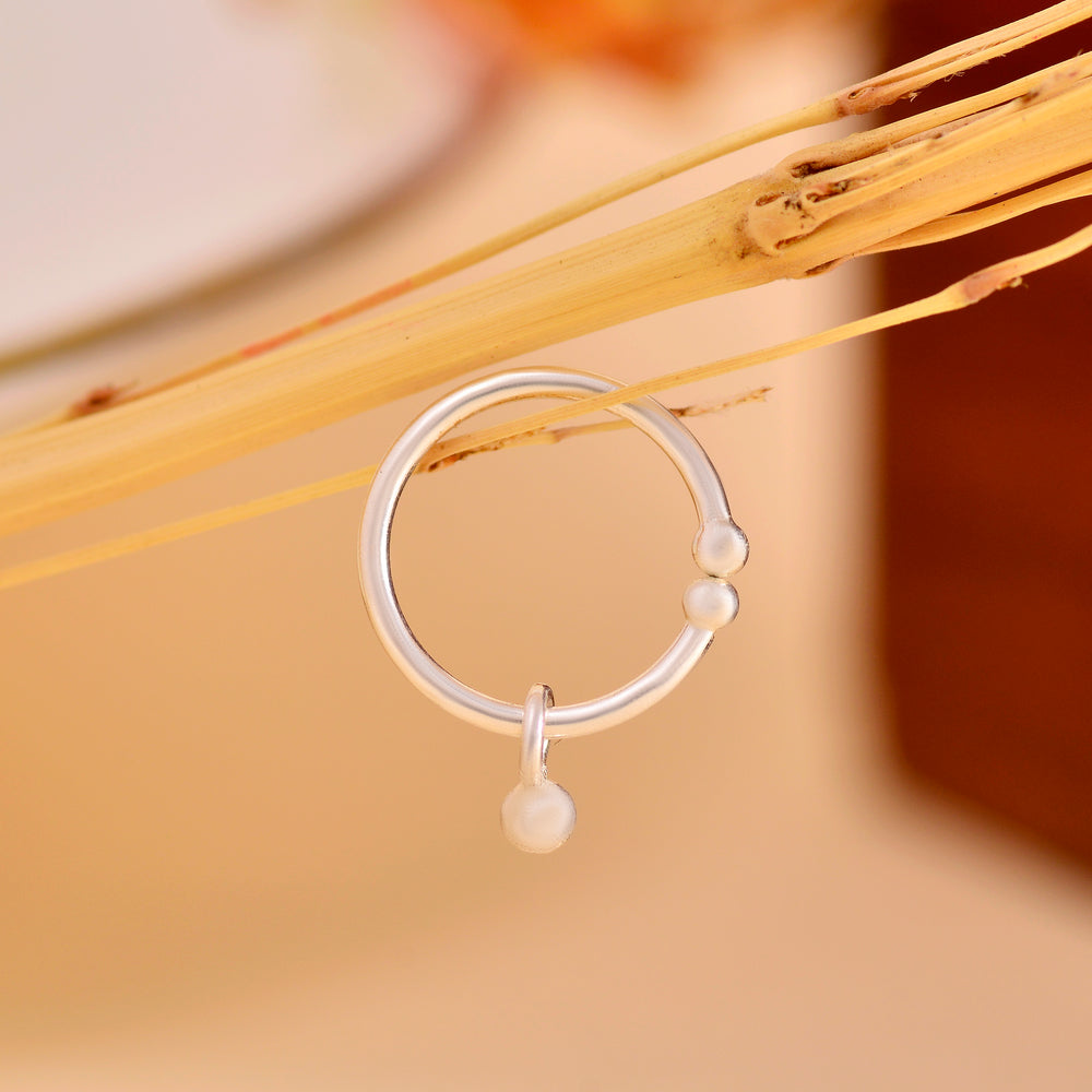 92.5 Sterling Silver Clip On Gold Plated Nose Ring with Hanging Ball