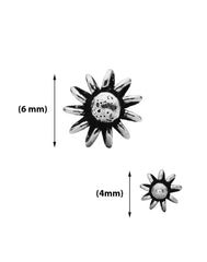 Trendy  Flower 4 mm Nose Pin with wire in 92.5 Sterling Oxidized Silver