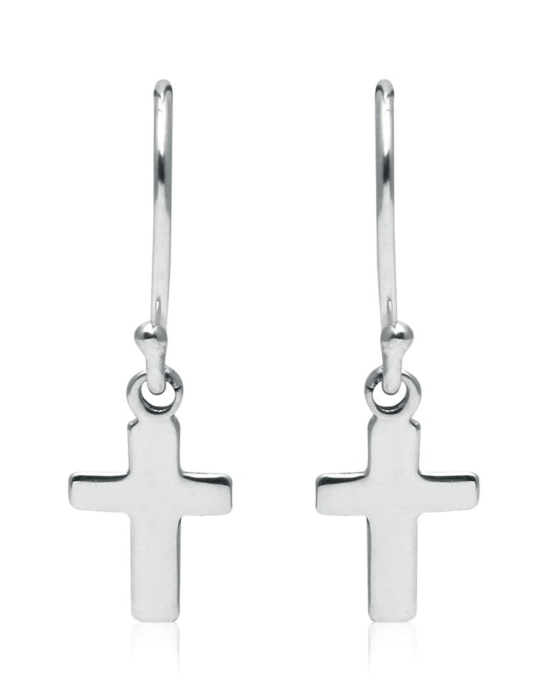Beautiful and Delicate Unisex Pure 92.5 Sterling Silver Cross Hanging Earrings