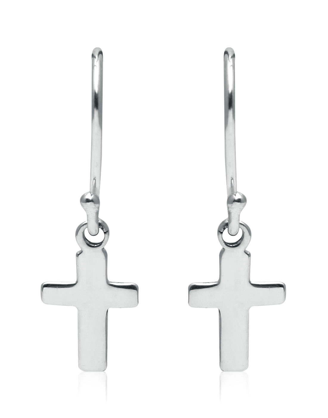 Beautiful and Delicate Unisex Pure 92.5 Sterling Silver Cross Hanging Earrings
