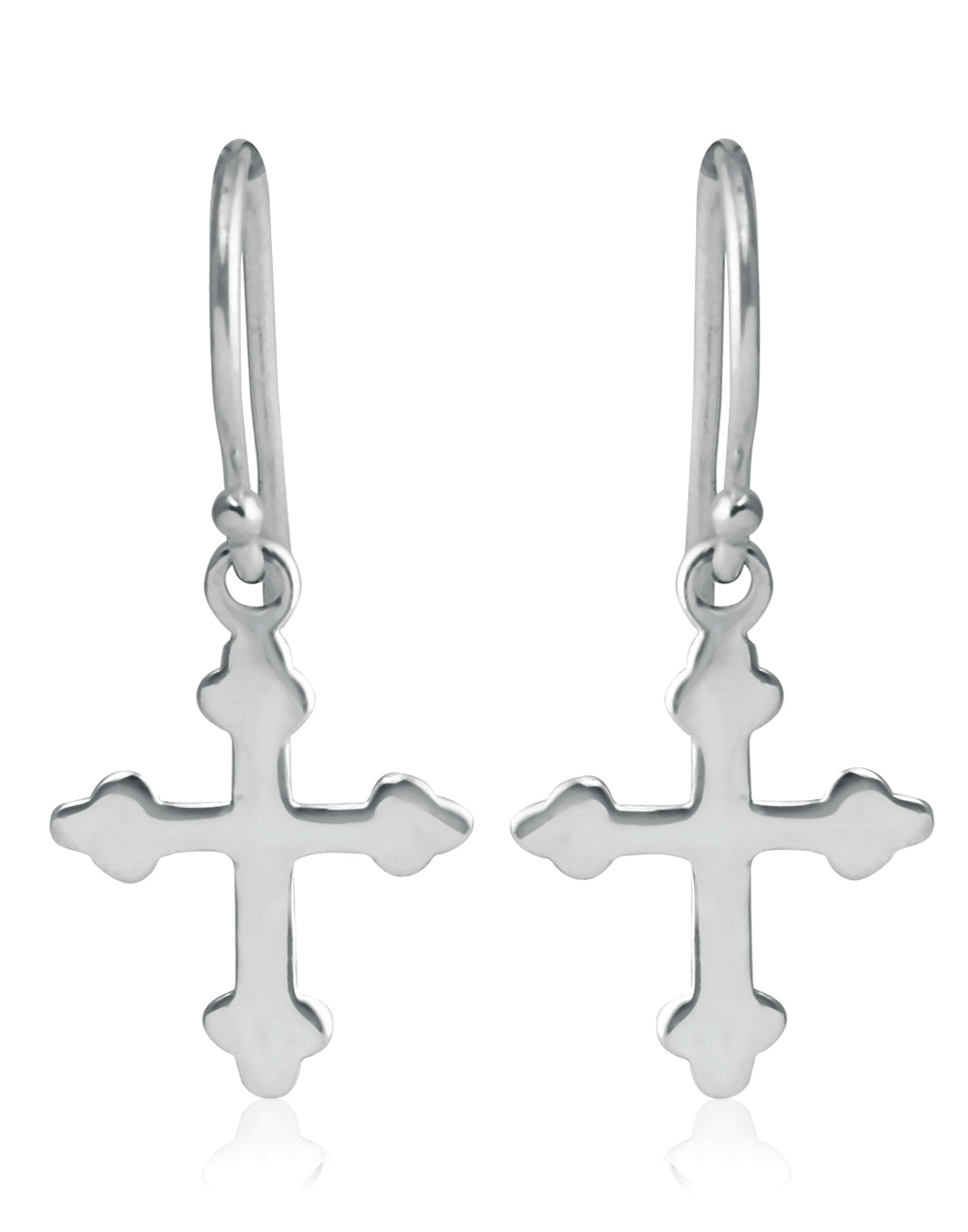 Beautiful and Delicate Unisex Pure 92.5 Sterling Silver Cross Hanging Earrings