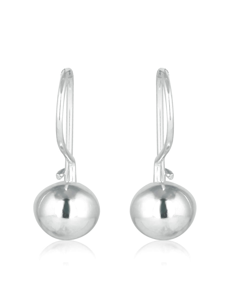 Dainty pair of Hollow Silver Ball with Shepherd's Hook 92.5 Sterling Silver Earrings