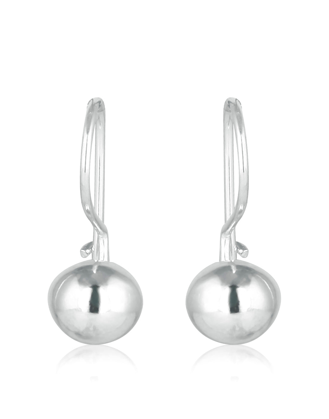Dainty pair of Hollow Silver Ball with Shepherd's Hook 92.5 Sterling Silver Earrings