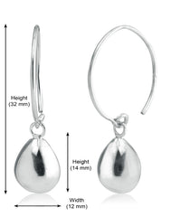 Designer Drop Earrings in Open Loop in Pure 92.5 Sterling Silver