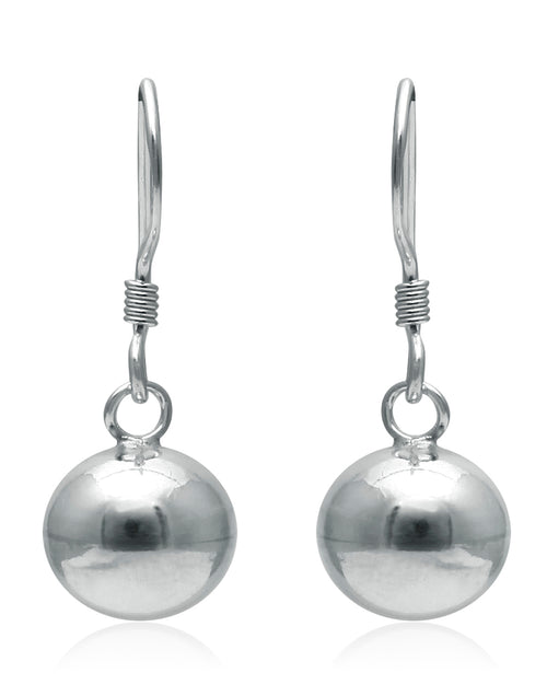 Designer 8 mm Round Ball Earrings in Pure 92.5 Sterling Silver Ear Wire - Default Title - Abhooshan