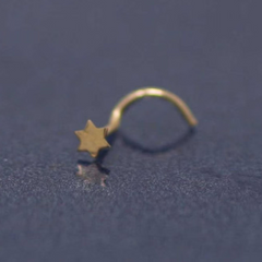 Gold Plated Star Shape Nose Pin with wire in 92.5 Sterling Silver for Women and Girls (Small)