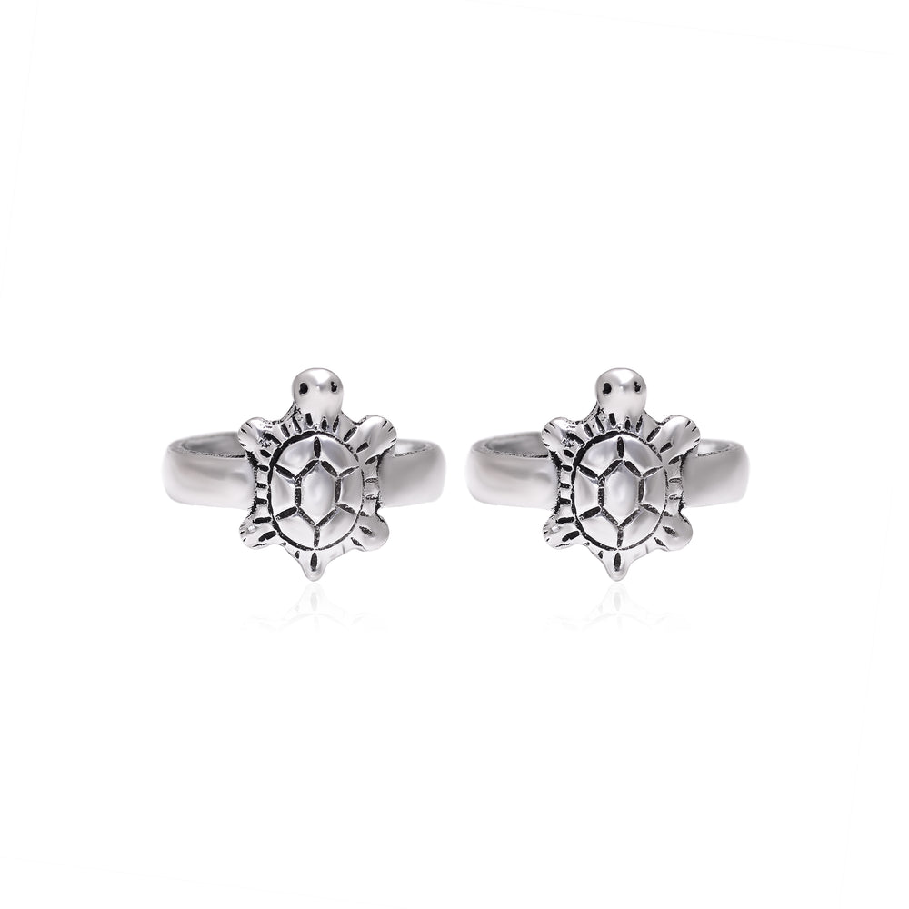 Pair of Designer Oxidized Toe Rings Bichiya in 925 Sterling Silver