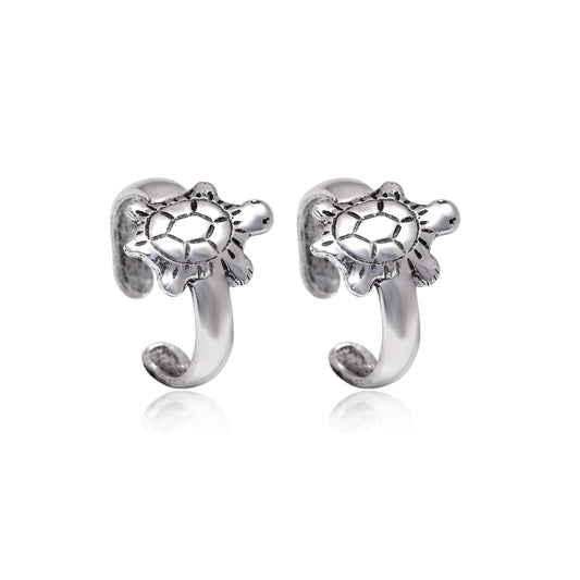 Pair of Designer Oxidized Toe Rings Bichiya in 925 Sterling Silver