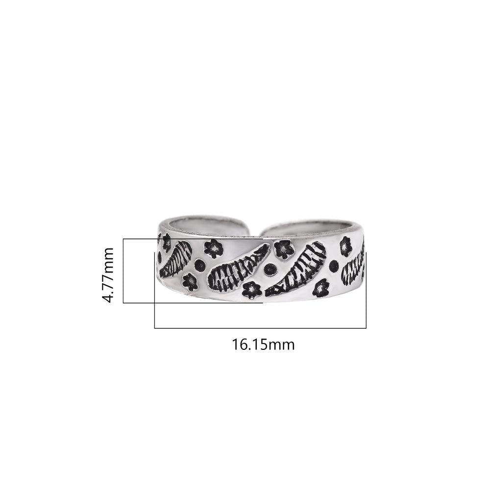 Unique pair of Oxidized Silver Toe Rings Bichiya in 925 Sterling Silver