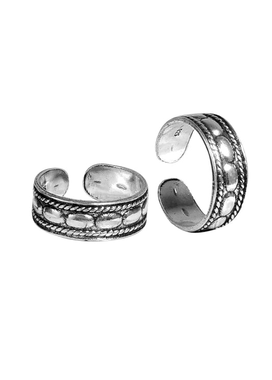 Fashionable Oxidized Toe Rings in 925 Silver