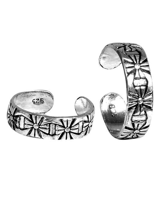 Pair of Chic Oxidized Toe Rings in 925 Sterling Silver