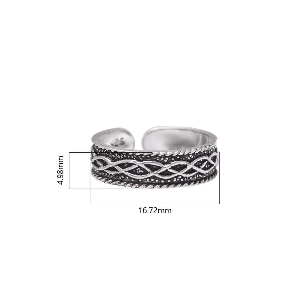 Pair of Stylish Oxidized 925 Silver Toe Rings Bichiya