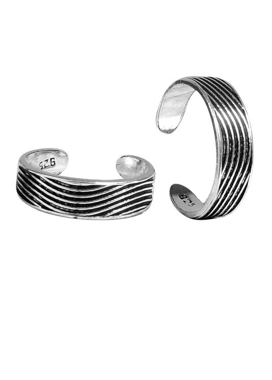 Pair of Oxidized Silver Toe Rings in 925 Silver