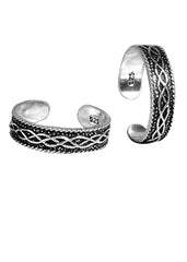 Pair of Designer 925 Silver Silver Oxidized Toe Rings