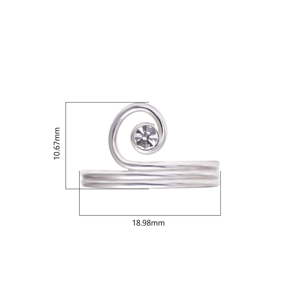 Pair of Adjustable Toe rings in White Cubic Zirconia and 925 Silver