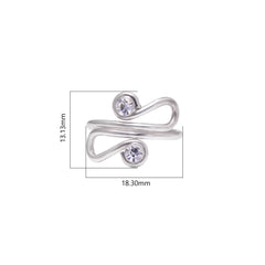 Pair of front open Toe rings in White Cubic Zirconia in 925 Silver