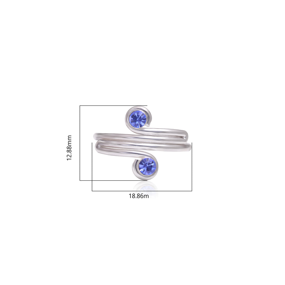 Pair of beautiful Toe rings in Blue Cubic Zirconia and 925 Silver