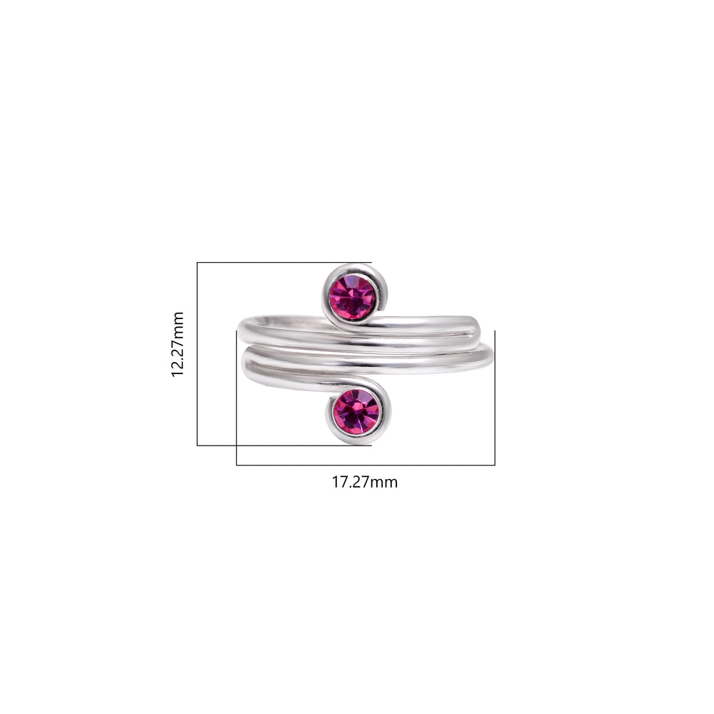 Trendy Toe Rings in Pink Cubic Zirconia Adjustable 925 Silver