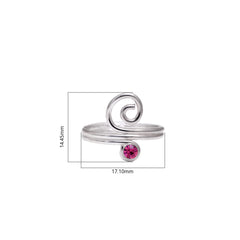 Pair of beautiful Toe Rings in Pink Cubic Zirconia in 925 Sterling Silver