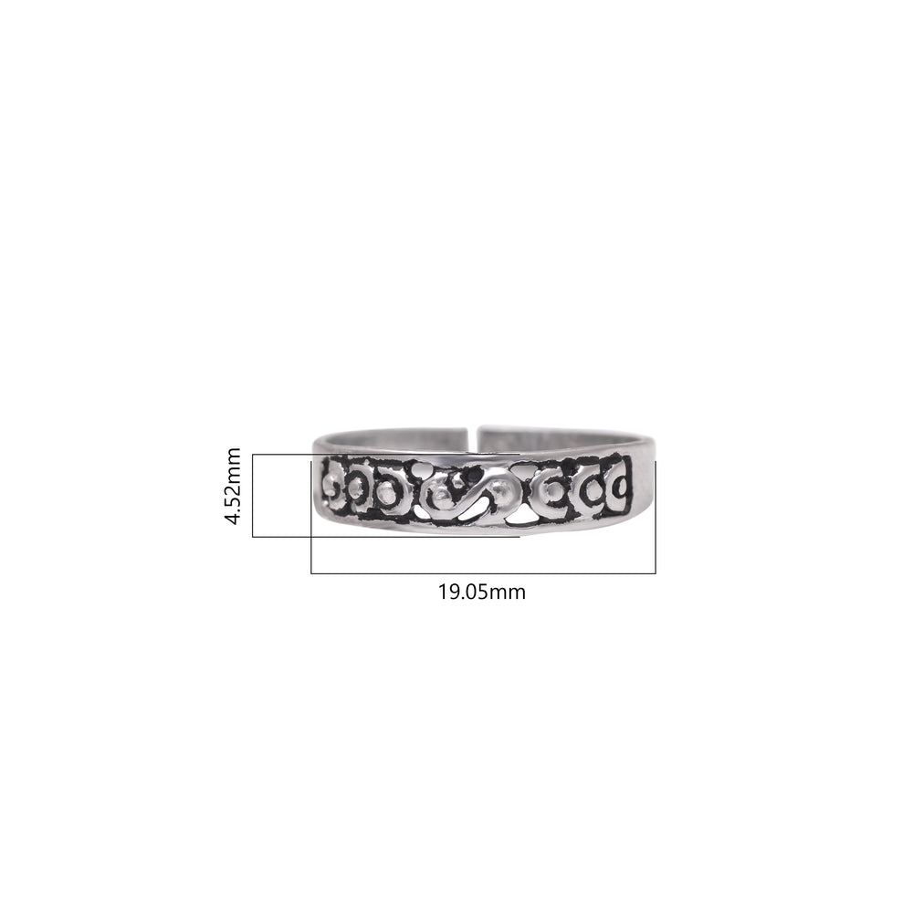 Pair of Designer and Oxidized Toe Rings Bichiya in 925 Sterling Silver