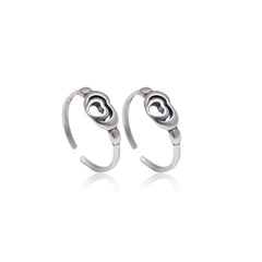 Pair of Designer Heart Oxidized 925 Silver Toe Rings