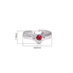 Floral pair of Red Cubic Zirconia Adjustable 925 Silver Toe Rings