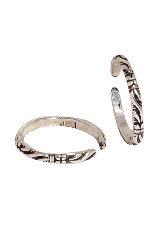 Pair of Elephant Oxidized 925 Silver Toe Rings Bichiya