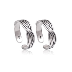 Pair of Classy Oxidized pure 925 Sterling Silver Adjustable Toe Rings