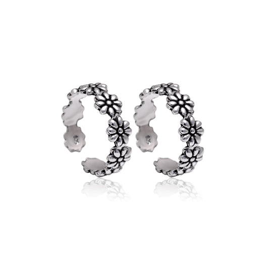 Pair of Elite Oxidized Toe Rings Bichiya in 925 Sterling Silver