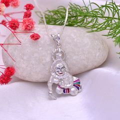 Bal Gopal Krishna 92.5 Sterling Silver CZ Enamel Pendant - Pendants