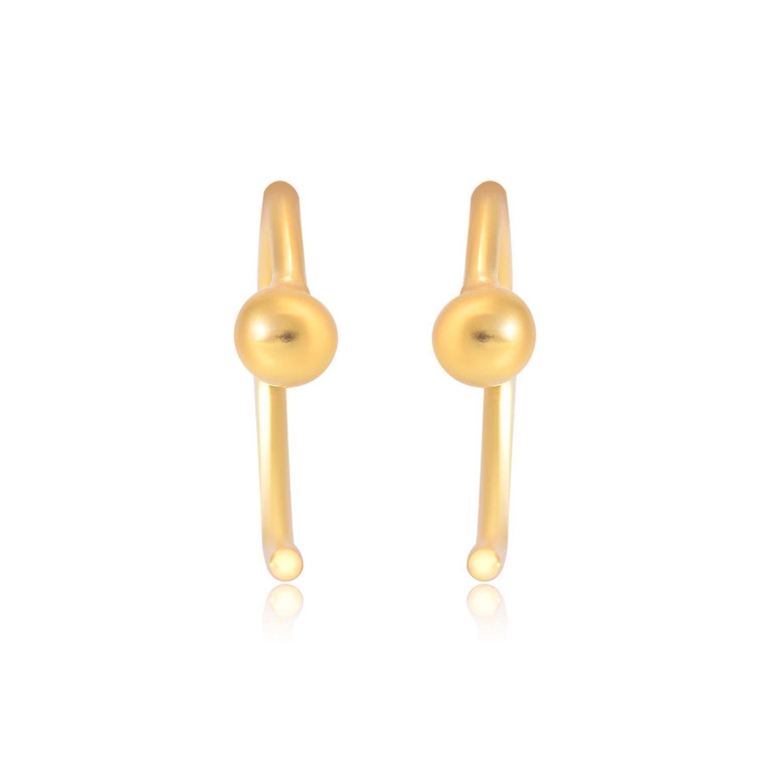 Ball Gold Plated 92.5 Sterling Silver Adjustable Hoops Earrings - Hoops