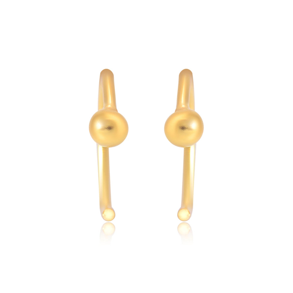 Ball Gold Plated 92.5 Sterling Silver Adjustable Hoops Earrings - Hoops