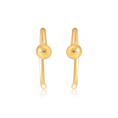 Ball Gold Plated 92.5 Sterling Silver Adjustable Hoops Earrings - Hoops