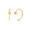 Ball Gold Plated 92.5 Sterling Silver Adjustable Hoops Earrings