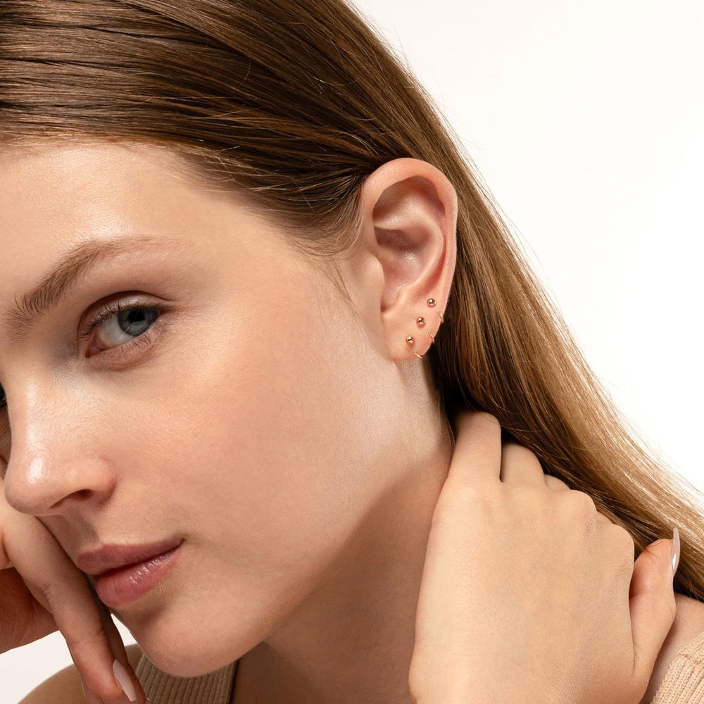 Ball Gold Plated 92.5 Sterling Silver Adjustable Hoops Earrings - Hoops