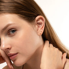 Ball Gold Plated 92.5 Sterling Silver Adjustable Hoops Earrings - Hoops