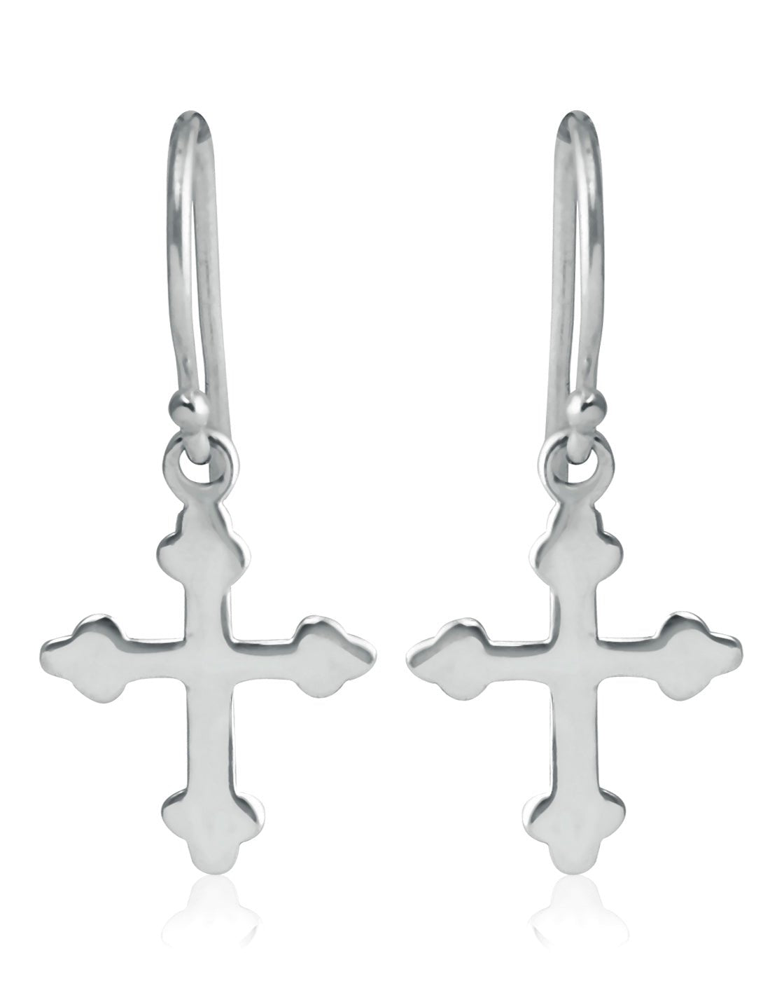 Beautiful and Delicate Unisex Pure 92.5 Sterling Silver Cross Hanging Earrings - Studs