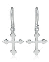 Beautiful and Delicate Unisex Pure 92.5 Sterling Silver Cross Hanging Earrings