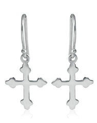 Beautiful and Delicate Unisex Pure 92.5 Sterling Silver Cross Hanging Earrings - Studs