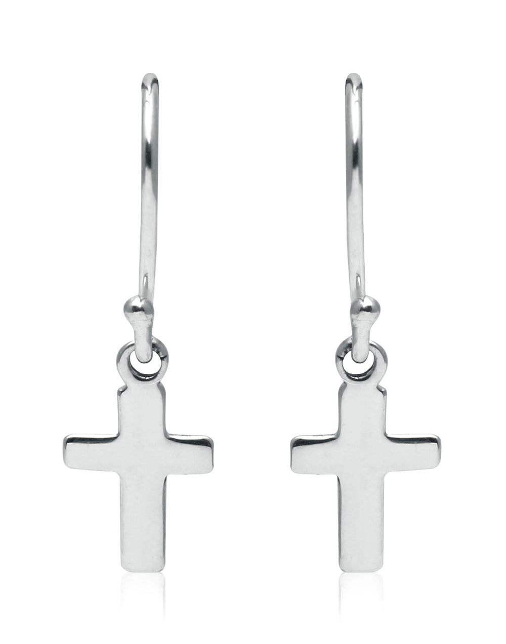 Beautiful and Delicate Unisex Pure 92.5 Sterling Silver Cross Hanging Earrings - Studs