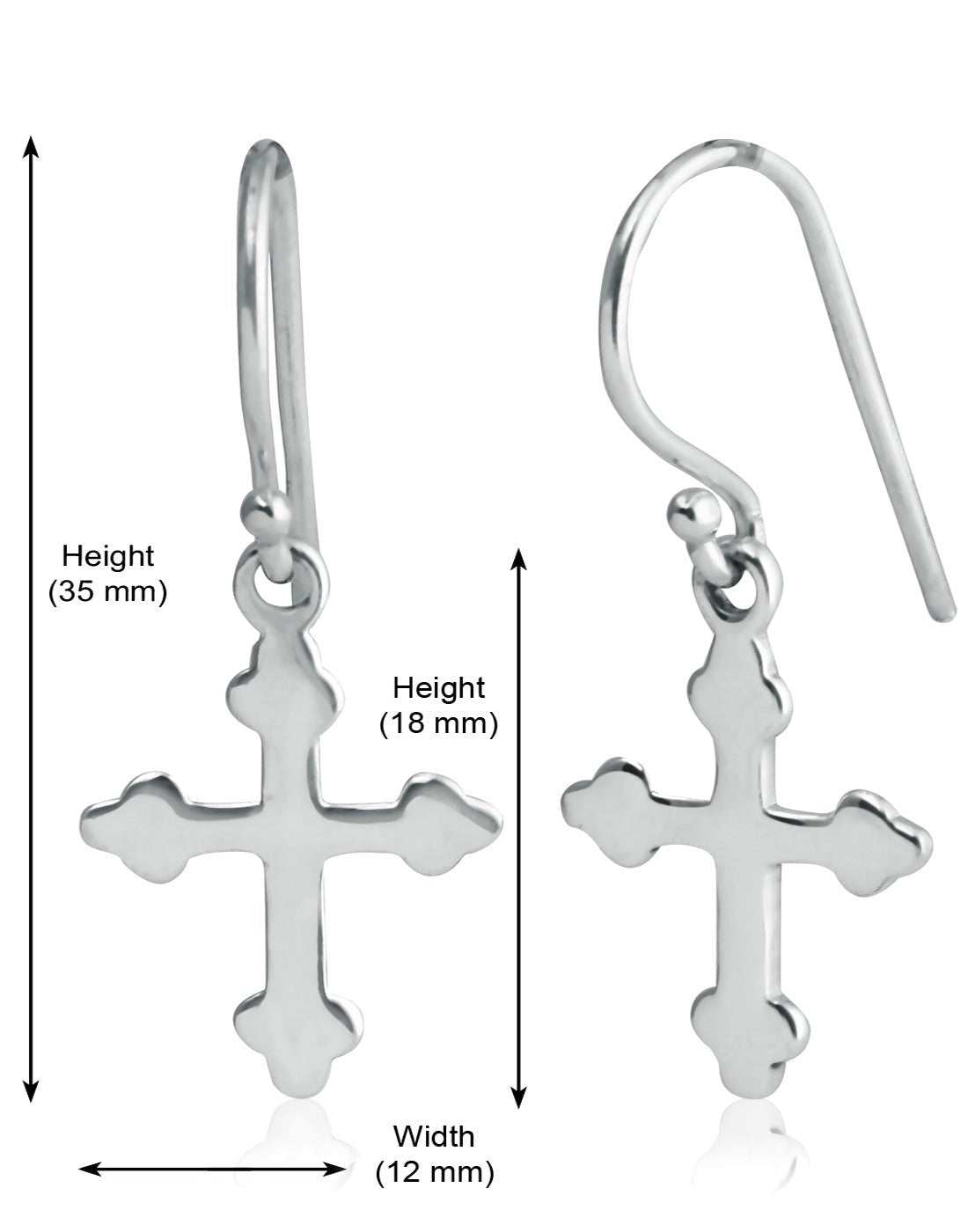 Beautiful and Delicate Unisex Pure 92.5 Sterling Silver Cross Hanging Earrings - Studs