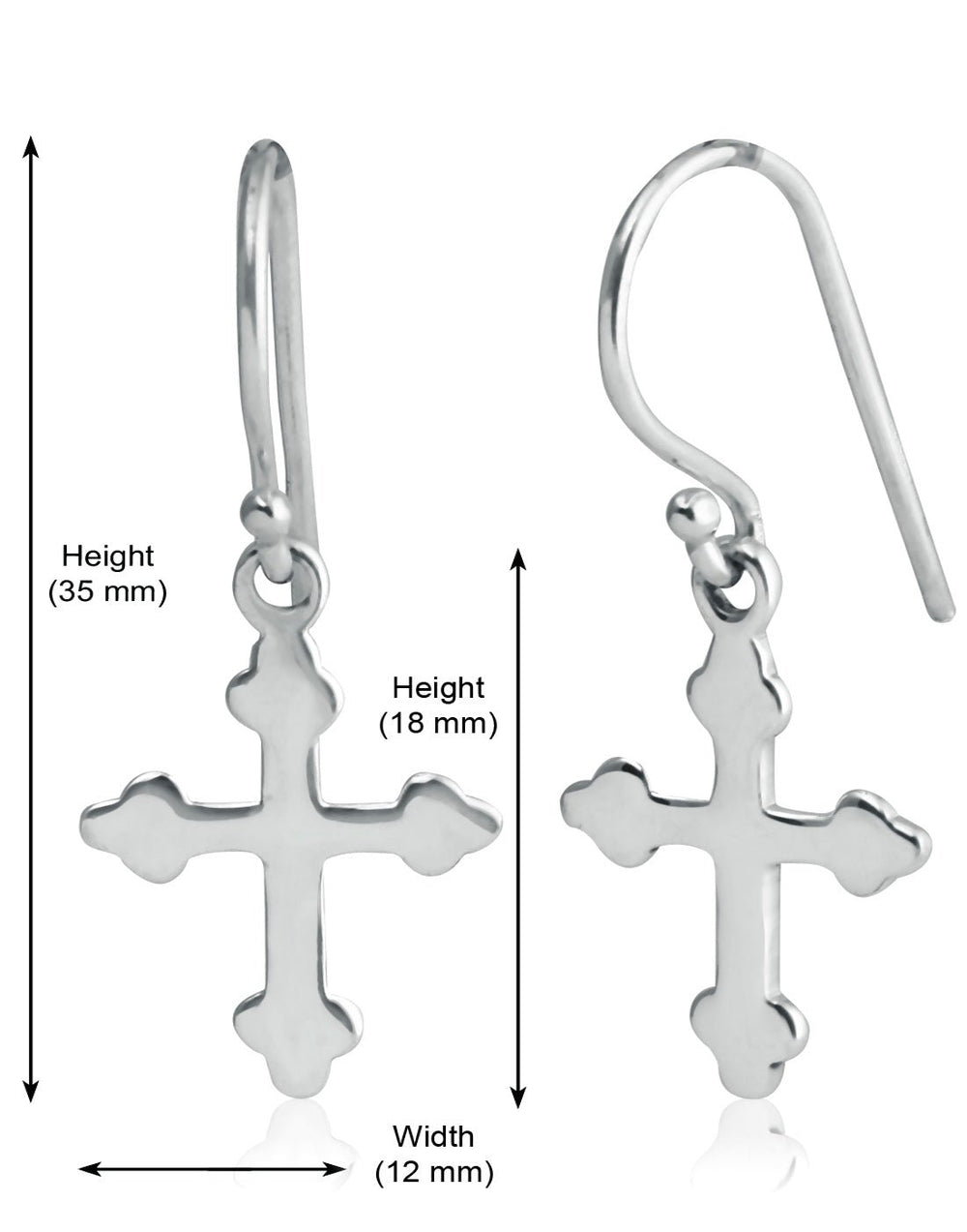 Beautiful and Delicate Unisex Pure 92.5 Sterling Silver Cross Hanging Earrings - Studs