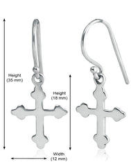 Beautiful and Delicate Unisex Pure 92.5 Sterling Silver Cross Hanging Earrings - Studs