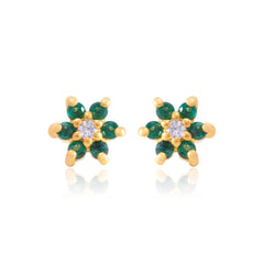 Beautiful Green CZ Screw Back Gold Plated 92.5 Silver Stud Earrings - Studs