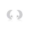 Chaand Taara 92.5 Sterling Silver Pair of  Star n Moon Stud Earrings