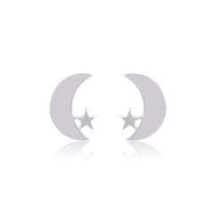 Chaand Taara 92.5 Sterling Silver Pair of Star n Moon Stud Earrings - Studs