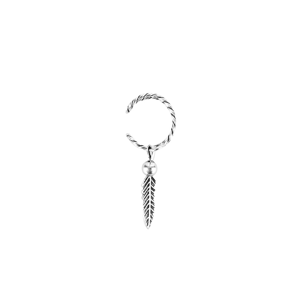 Clip On Hanging Leaf Ear Cuffs Earrings in 92.5 Silver - Studs