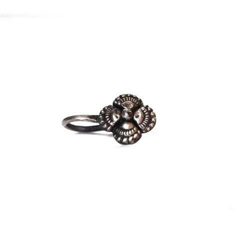 Clip On Press On Nose Pin in Silver Alloy - Silver Alloy Nose Pin