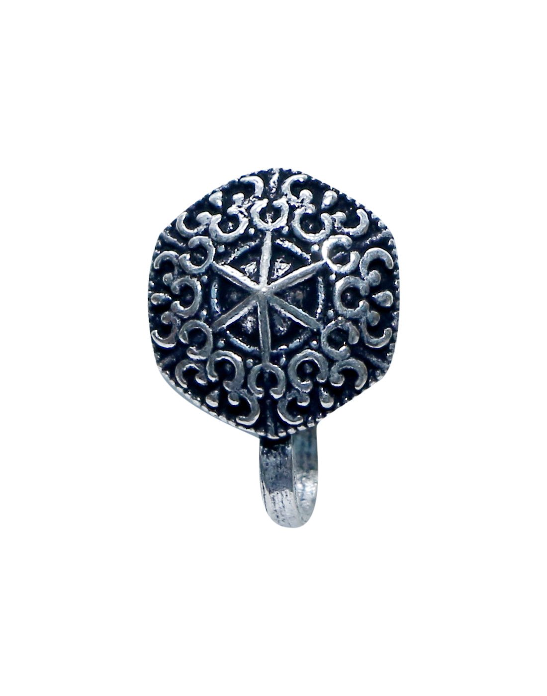 Clip On Press On Nose Pin in Silver Alloy - Silver Alloy Nose Pin