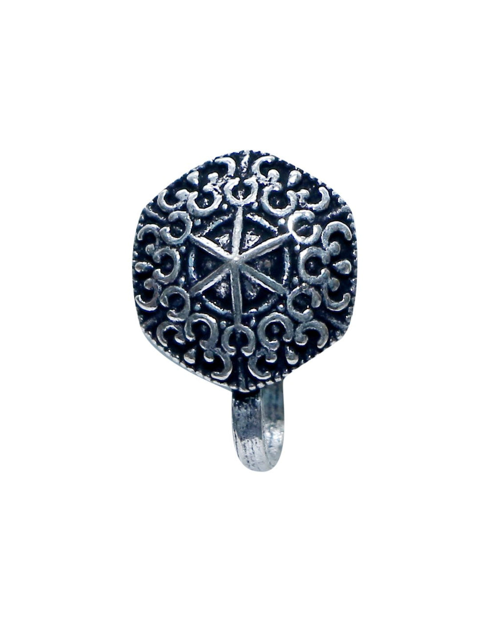 Clip On Press On Nose Pin in Silver Alloy - Silver Alloy Nose Pin